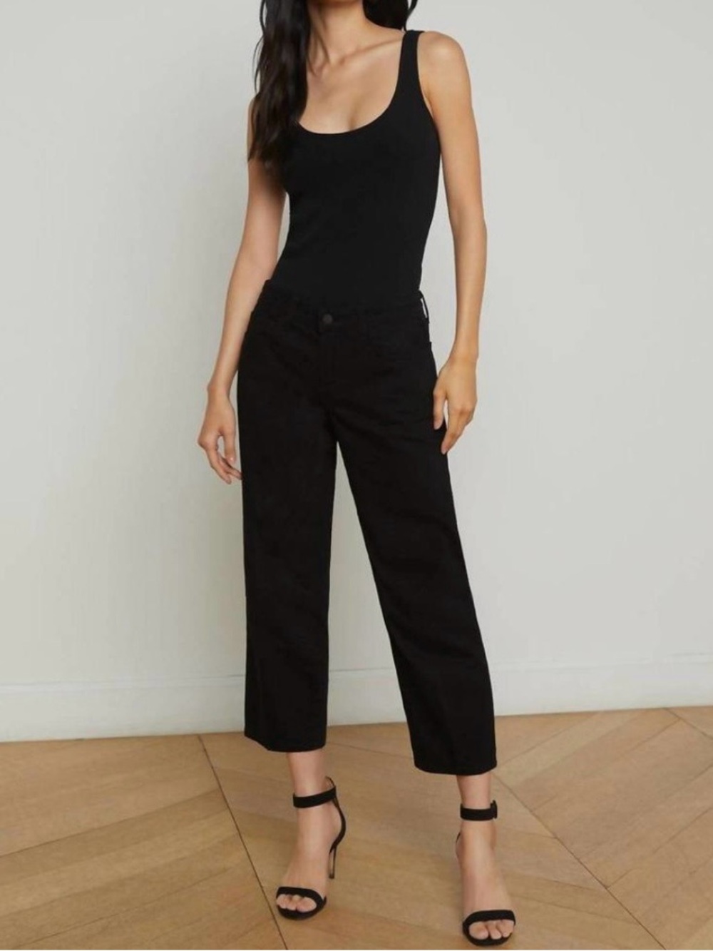 L’AGENCE Blaine Low Rise Cropped Straight Jeans Black Size 26